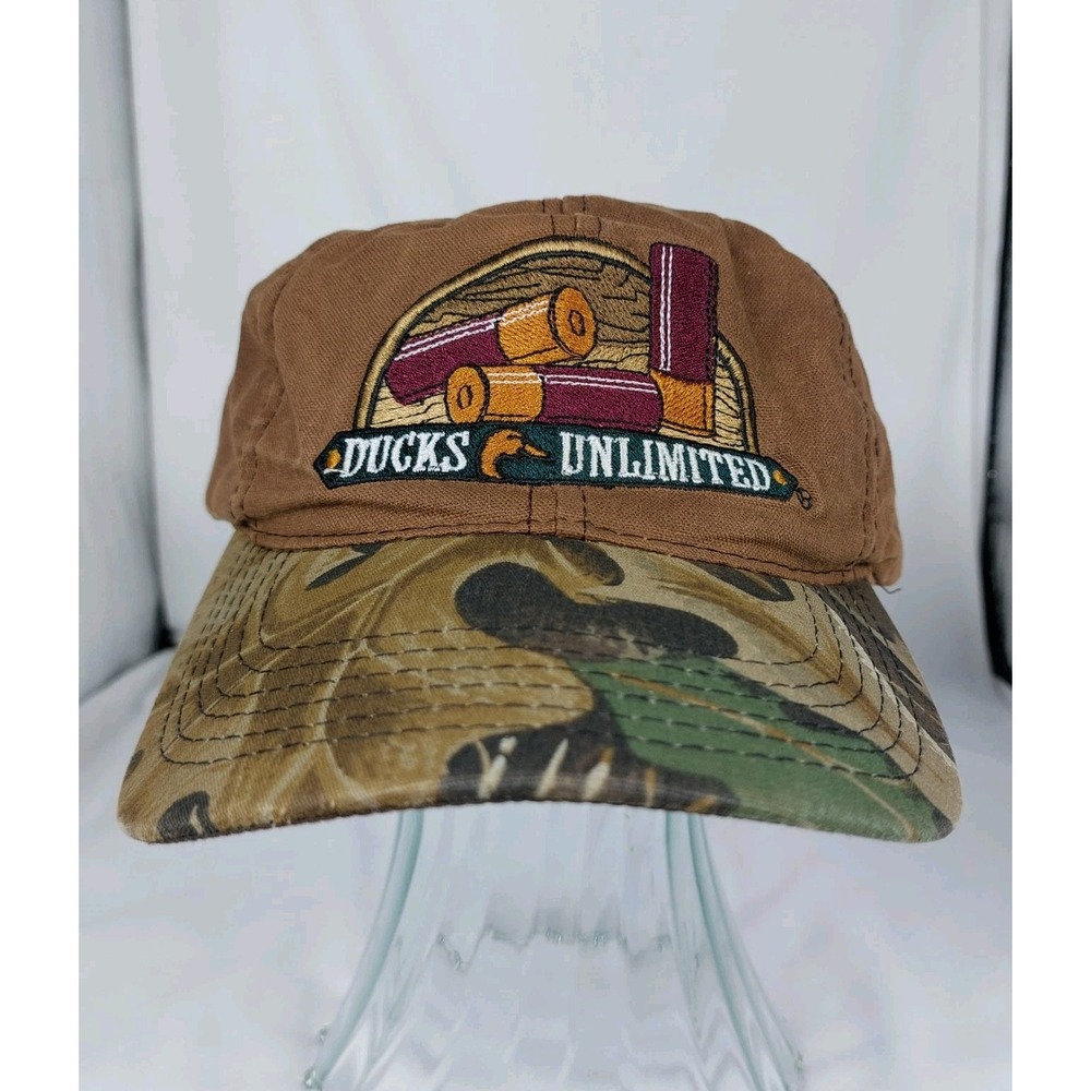 Ducks Unlimited Brown Duck Cloth Camo Bill Hat Cap Hook & Loop Adjustable